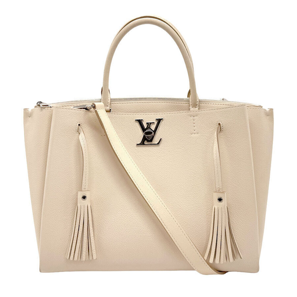 Louis Vuitton Lockmere Leather 2Way Shoulder Bag Cream